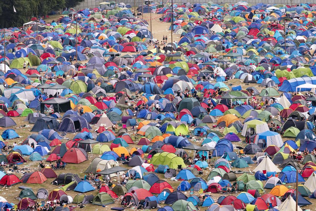 A mass of tents in one of the festival's campsites.