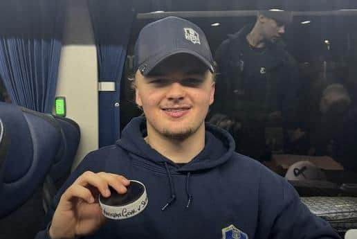 HISTORY-MAKER: Frank O'Sullivan became the youngest player to score in NIHL National for Leeds Knights when he made it 4-4 against Swindon Wildcats on Saturday. Picture: Knights Media.