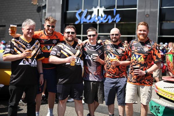 Castleford supporters outside St James's Park before the opening game of Magic Weekend.