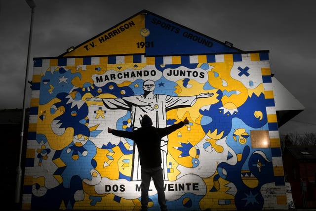 Various Leeds United-themed murals have sprung up in Leeds over the last couple of years, powered by the Whites' return to the Premier League after 16 years in the cold. Pictured is one of the most eye-catching, the Bielsa the Redeemer mural, painted by Nicolas Dixon and ‘Burley Banksy’ Andy McVeigh, which honours the former Leeds boss Marcelo Bielsa.