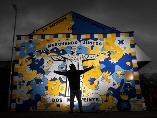 Various Leeds United-themed murals have sprung up in Leeds over the last couple of years, powered by the Whites' return to the Premier League after 16 years in the cold. Pictured is one of the most eye-catching, the Bielsa the Redeemer mural, painted by Nicolas Dixon and ‘Burley Banksy’ Andy McVeigh, which honours the former Leeds boss Marcelo Bielsa.