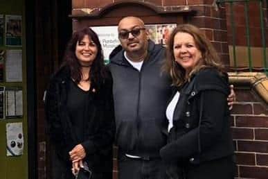 Farrah Khilji-Holmes with Steve Bolton and his partner Mary Ann. PIC: SWNS