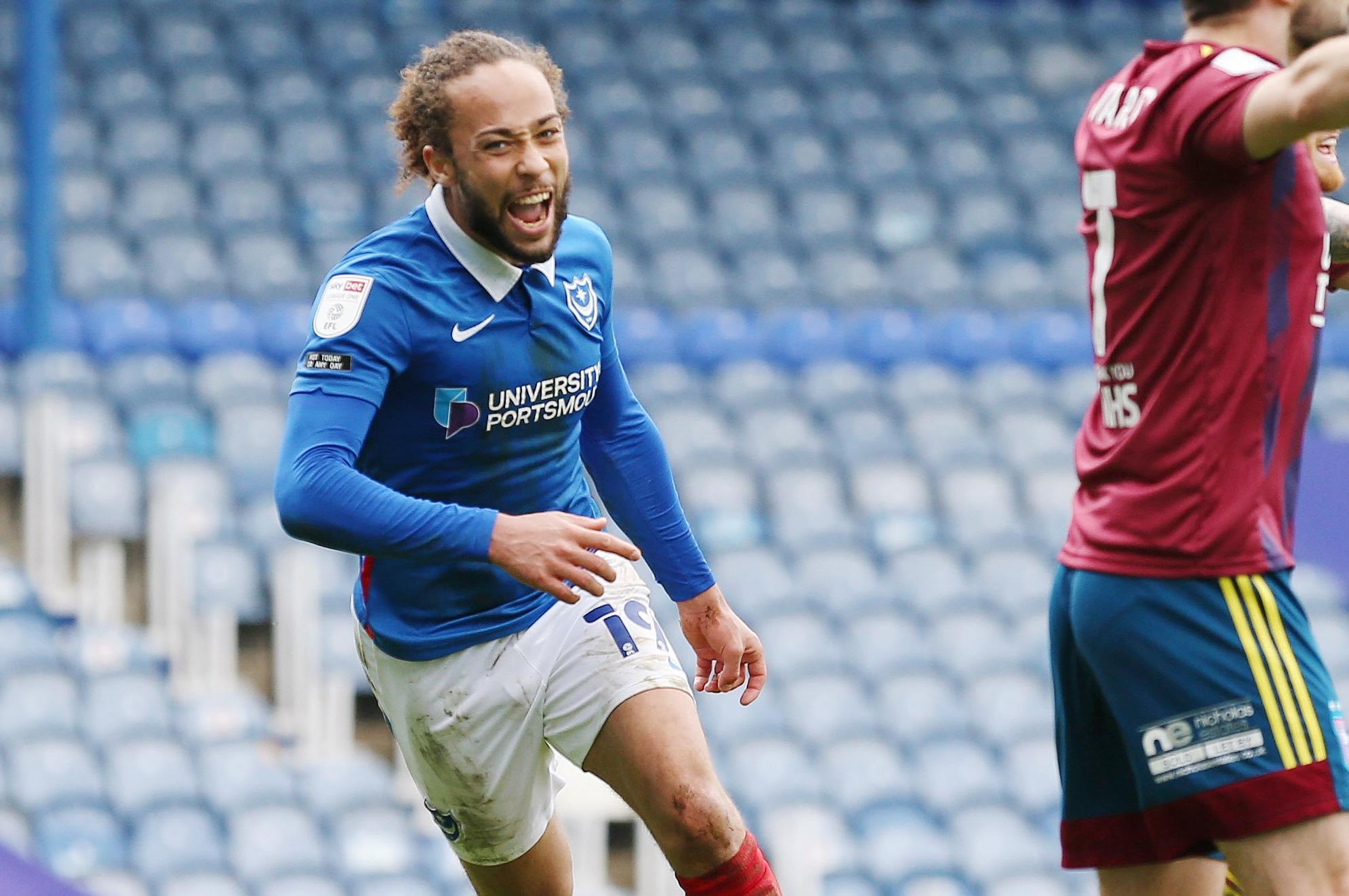 Marcus Harness celebrates his first league goal since October