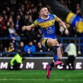 Harry Newman celebrates Leeds Rhinos' win over Wigan Warriors. Picture by Alex Whitehead/SWpix.com.