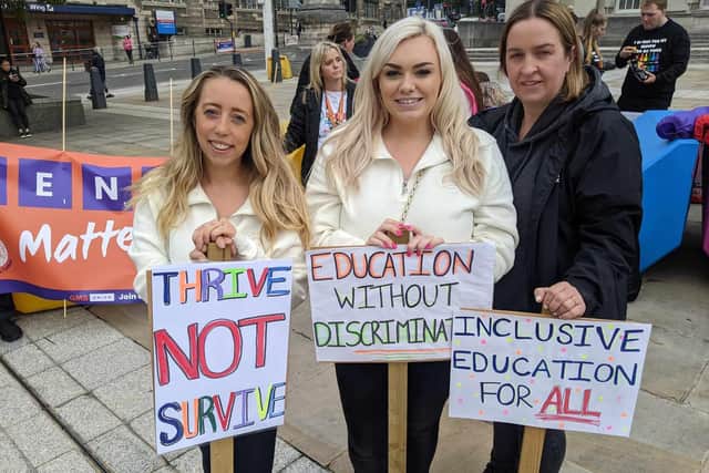 Campaign group SEND Reform organised the demonstration, which took place in Millennium Square in Leeds on Thursday.