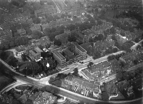 A bird's eye view of Leeds Maternity Hospital in June 1935.