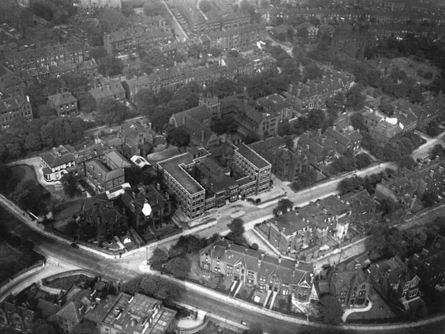 A bird's eye view of Leeds Maternity Hospital in  June 1935.