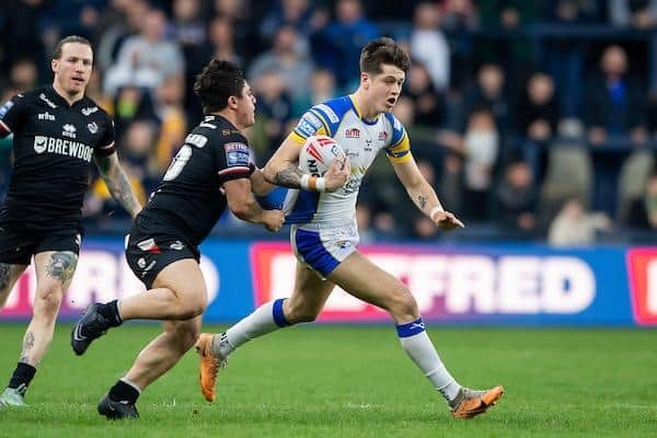 Fan Iain Sharp reckons the emergence of young players - including Riley Lumb, seen in action against London Broncos - is a positive for Leeds Rhinos. Picture by Allan McKenzie/SWpix.com.