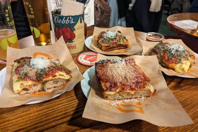 The deep pan pizzas at The Meanwood Tavern can be either by bought by-the-slice or as a table sharer.