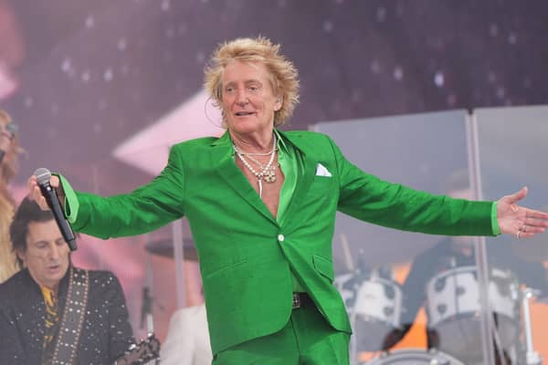 Sir Rod Stewart on stage at Glastonbury