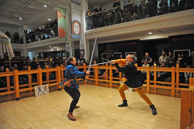 A  demonstration of Medieval sword fighting.