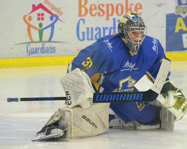 STEPPING UP: Harrison Walker helped Leeds Knights secure three wins in as many nights after being asked to deputise for No 1 netminder Sam Gospel. Picture: Ryan Whitford/Knights Media.