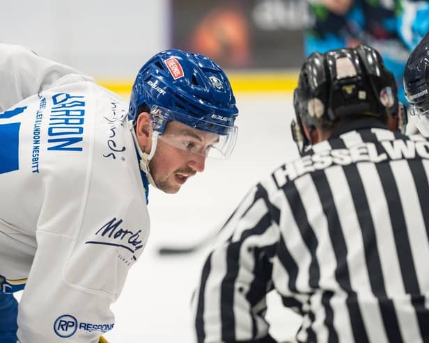 ON TARGET: Matt Barron scored a late power play goal, but it wasn't enough to prevent a 6-2 defeat for Leeds Knights at Milton Keynes Lightning. Picture: Jacob Lowe/Knights Media.