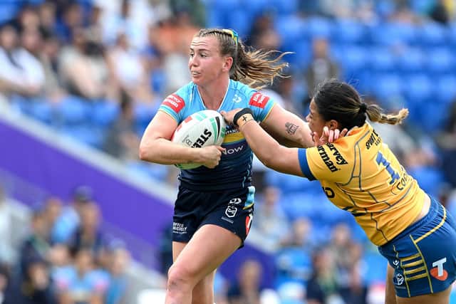 Georgia Hale on the attack for Gold Coast against Parramatta Eels on September 10. Picture by Bradley Kanaris/Getty Images.
