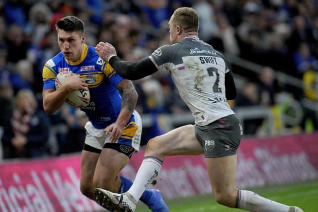 Tom Briscoe in action during his pre-season testimonial game against Hull. Picture by Steve Riding.