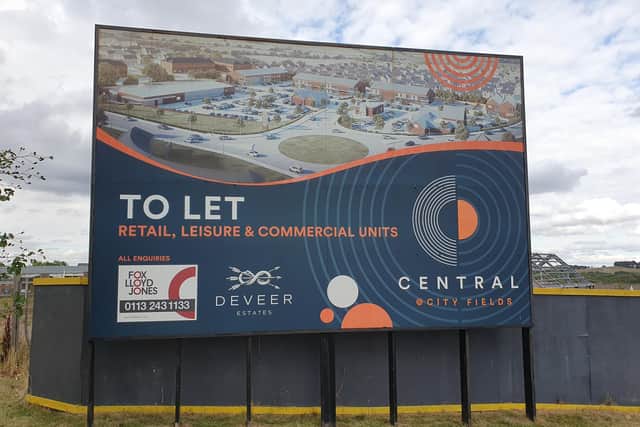 A sign at the City Fields district centre