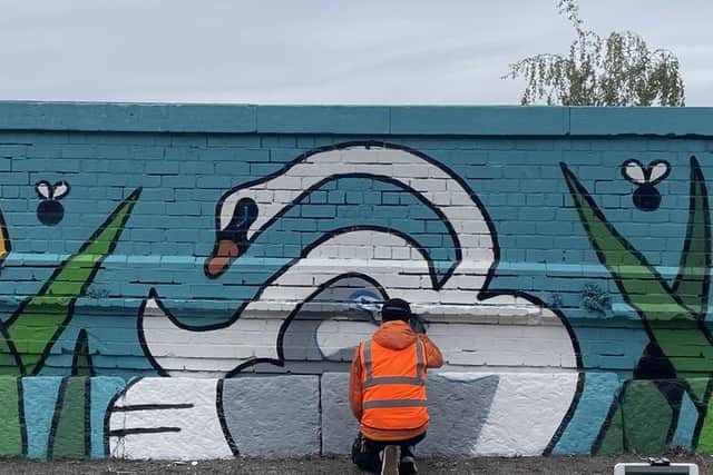The artwork comes as part of a Canal & River Trust project in partnership with GPs and partners in West Yorkshire to help tackle isolation and loneliness. Photo: Canal & River Trust.