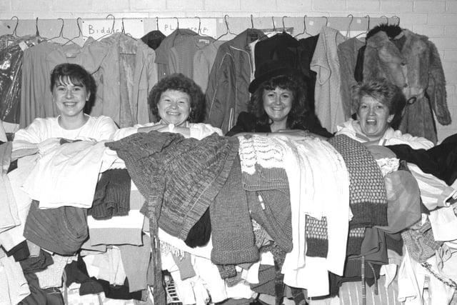 Workers from a Washington factory were pictured during a fundraising event at Biddick Community Autumn fair in 1988. Pictured left to right are Jean Oswald, Dorothy Wilson, Pauline Sinclair and Kath Miller. Who can tell us more?