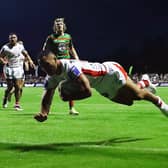Mat Feagai seen scoring for St George-Illawarra Dragons against South Sydney in a pre-season game in February. Picture by Mark Metcalfe/Getty Images.