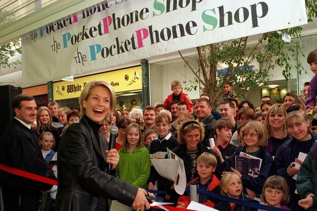 Ulrika Jonsson opened the PocketPhone Shop at the White Rose Centre in October 1997.