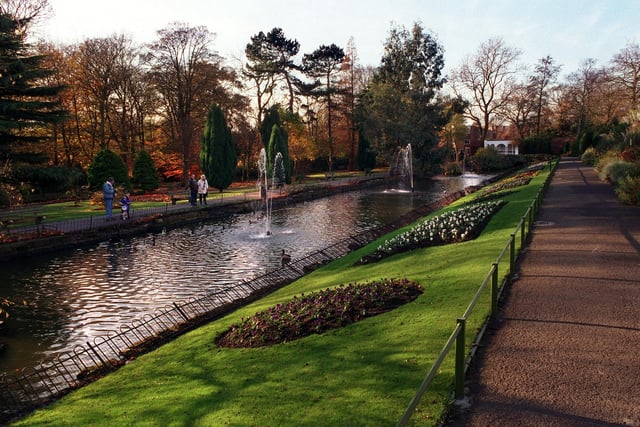 Canal Gardens bathed in autumn sunlight at Roundhay in November 1998.