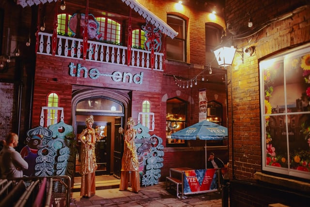 The Hirst's Yard bar has been transformed into a Christmas Ski Lodge, with an impressive seven metre, 3D facade
