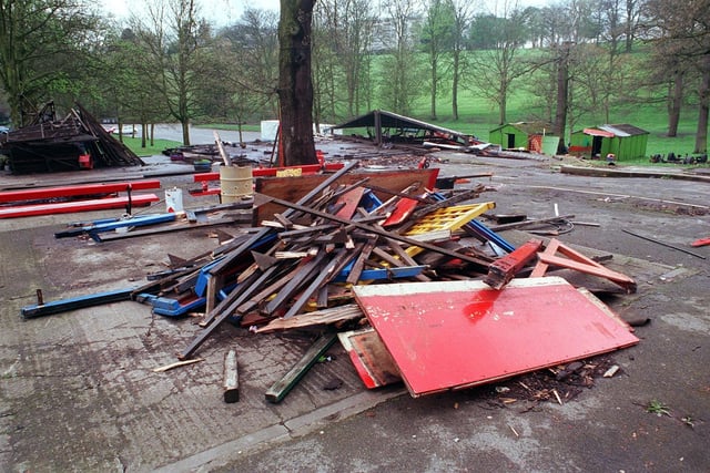 This was all that remained of the fun fair at Roundhay Park in April 1999.
