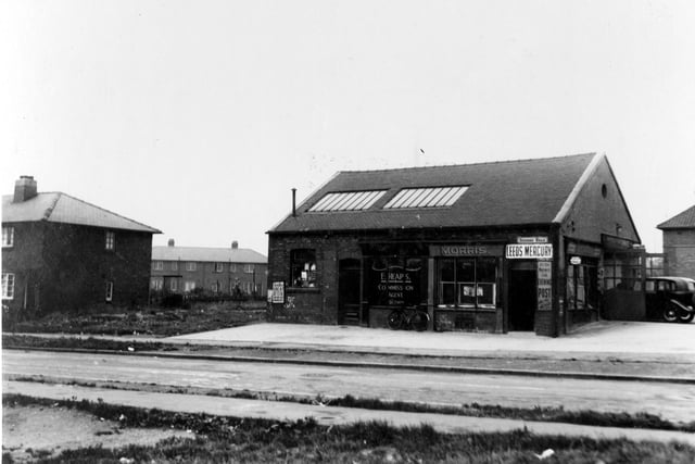 Number 4 Sissons Road which was the business of E. Heaps, Turf Commission Agent, with Morris, Newsagents on the right. At number 2 Middleton Garage can just be seen on the junction of Middleton Park Road. Pictured in September 1936.