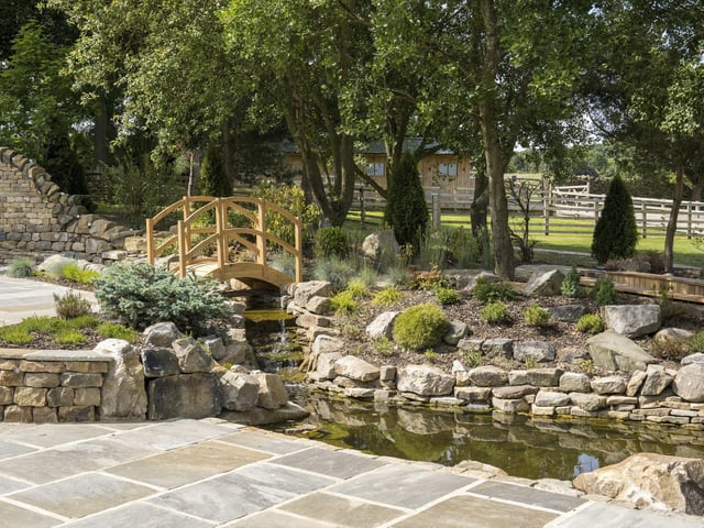 This water feature adds interest to the extensive gardens.