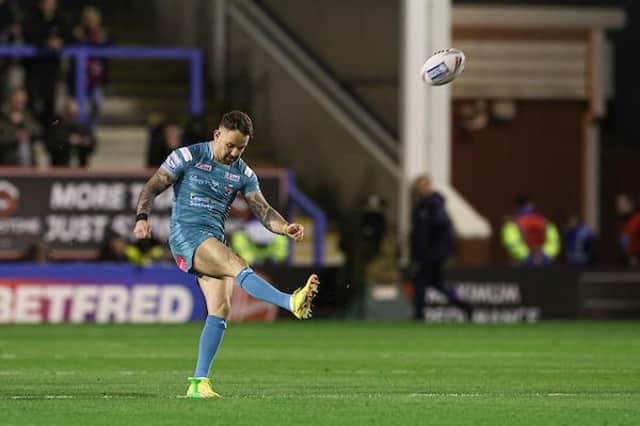 Leeds Rhinos' Richie Myler kicks off the 2023 season at Warrington on February 16. The next campaign will begin exactly a year later. Picture by Paul Currie/SWpix.com.