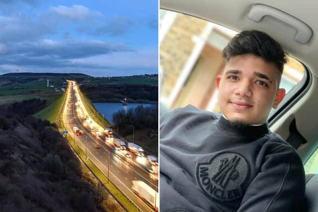 Police have named Shaan Hussain, 20, from Bradford, who died in the M62 crash