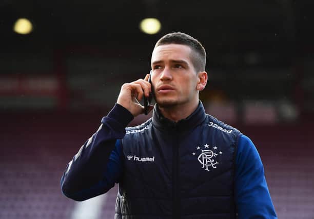 EDINBURGH, SCOTLAND - FEBRUARY 29: Ryan Kent of Rangers looks on during the Scottish Cup Quarter Final match between Hearts and Rangers at Tynecastle Park on February 29, 2020 in Edinburgh, Scotland. (Photo by Mark Runnacles/Getty Images)