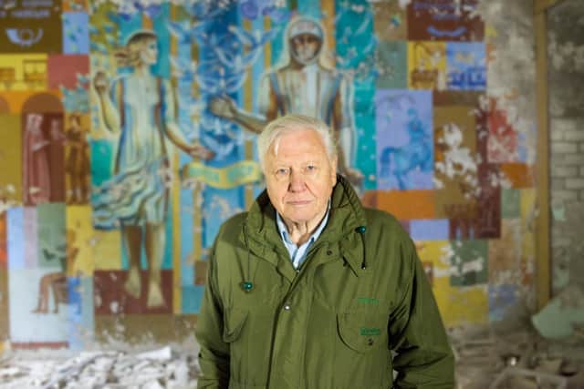 Sir David Attenborough pictured in Chernobyl while filming A Life on Our Planet (Photo: Joe Fereday/Silverback Films)