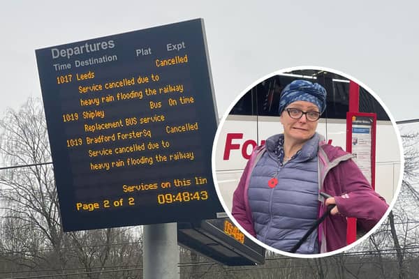 Karena Moore-Millar, 48, was headed to London with her family - but the trip hangs in the balance after all trains from Kirkstall Forge Station were cancelled.