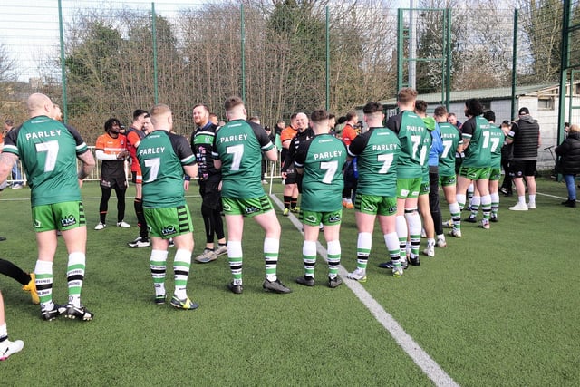 Milford players welcomed the walkers when they reached Leeds Rhinos' Kirkstall training ground, where the club play their National Conference matches.