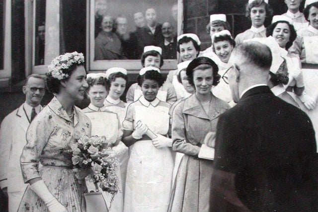 Princess Margaret pictured on a visit to St James's Hospital.