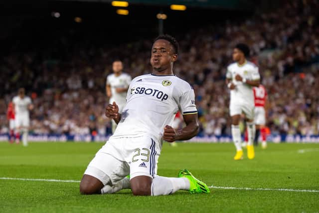 STAR MAN - Luis Sinisterra scored one and had a hand in two others as Leeds United eased past Barnsley into the third round of the Carabao Cup. Pic: Bruce Rollinson