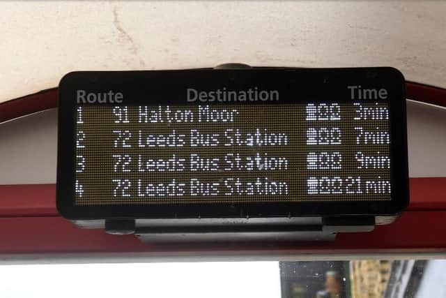 The digital signs show that 80 per cent of the buses are late.