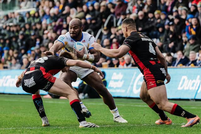 Maika Sivo in action for Leeds Rhinos against Warrington Wolves. Picture by Alex Whitehead/SWpix.com.