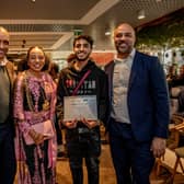 Brian Deane, the Lord Mayor of Leeds, graduate Rohail Kiyani and Vince Rose.