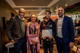 Brian Deane, the Lord Mayor of Leeds, graduate Rohail Kiyani and Vince Rose.