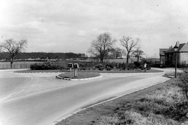 The roundabout on Cross Gates Ring Road at the junction with Barwick Road. Pictured in March 1945.
