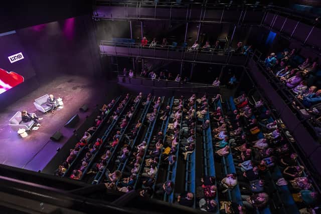 Audience at Leeds Playhouse listening to Rob Rinder speak on the 'Invisible Rule of Law'. Photo: Tom Martin