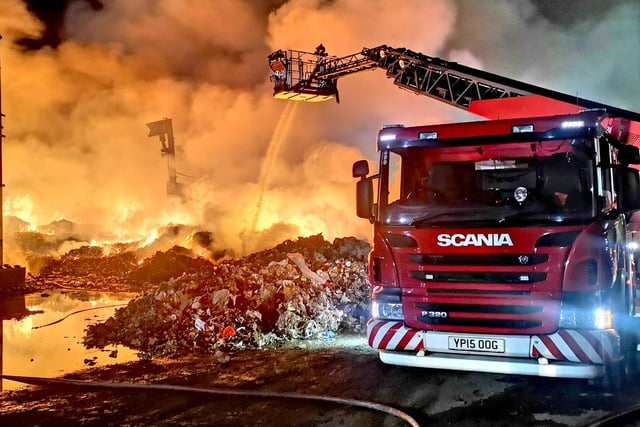 Aerial platforms have been used to tackle the blaze.