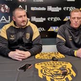 Castleford Tigers director of rugby Chris Chester, left, with new coach Ryan Carr. Picture by Peter Smith.