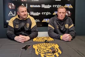 Castleford Tigers director of rugby Chris Chester, left, with new coach Ryan Carr. Picture by Peter Smith.