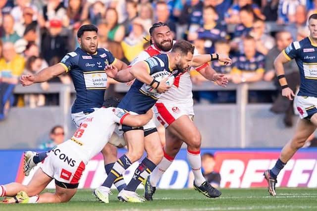Aidan Sezer has missed two games since being hurt early in Rhinos' defeat to St Helens. Picture by Allan McKenzie/SWpix.com.