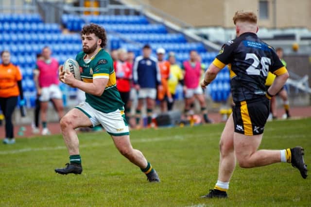 Mackenzie Scurr in action for Hunslet against North Wales Cruaders last year, when he was on loan from Hunslet. Picture by Craig Irvine/Hunslet RLFC.