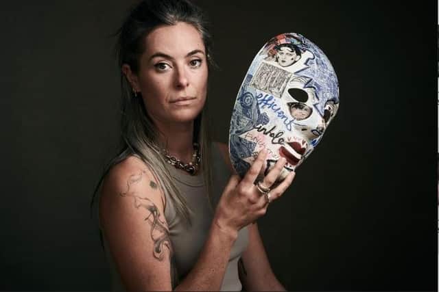 Nathalie pictured unmasking as part of BACP ADHD campaign