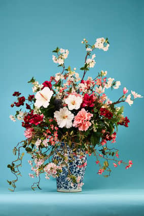 Anice Neville's Edwardian-inspired arrangement forms part of the 'Botanically Beautiful' exhibition at Lotherton Hall.